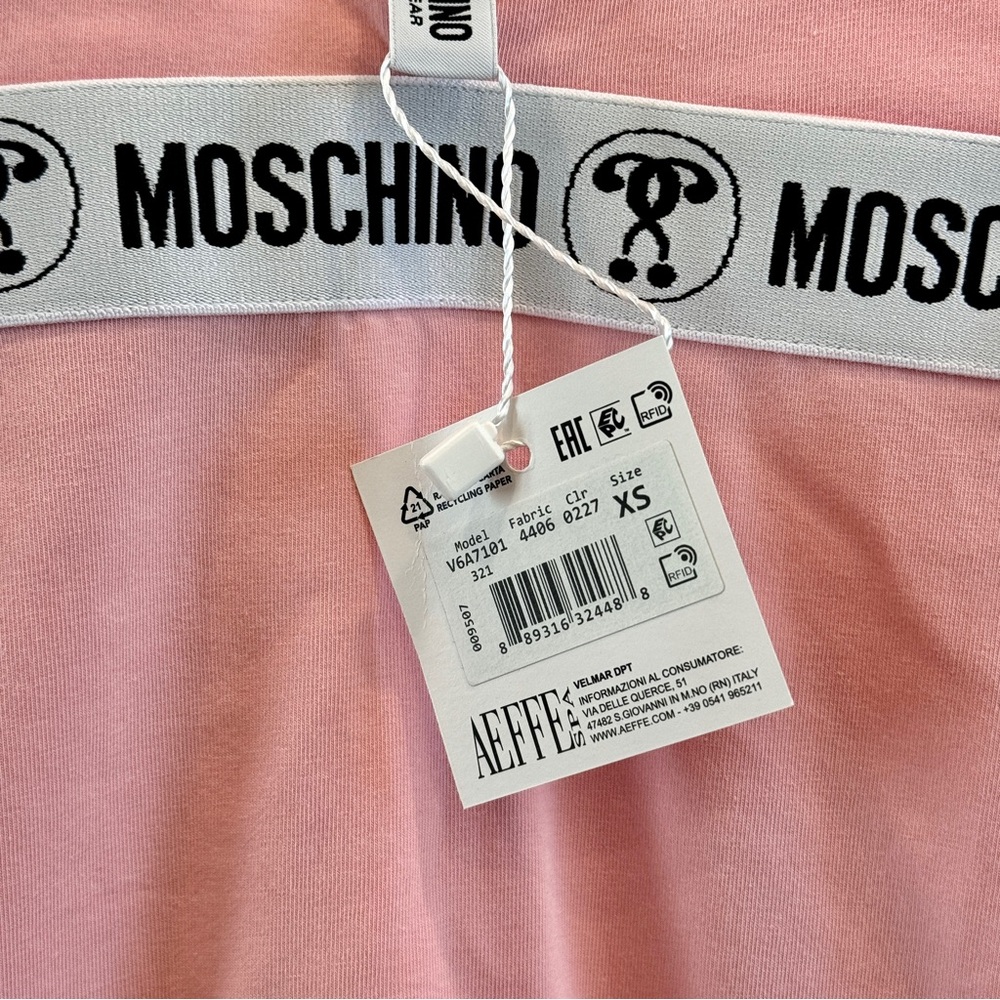 NWT Moschino Pink Mini Slip Dress Logo Appliqués Underwear Brand New - Picture 16 of 16